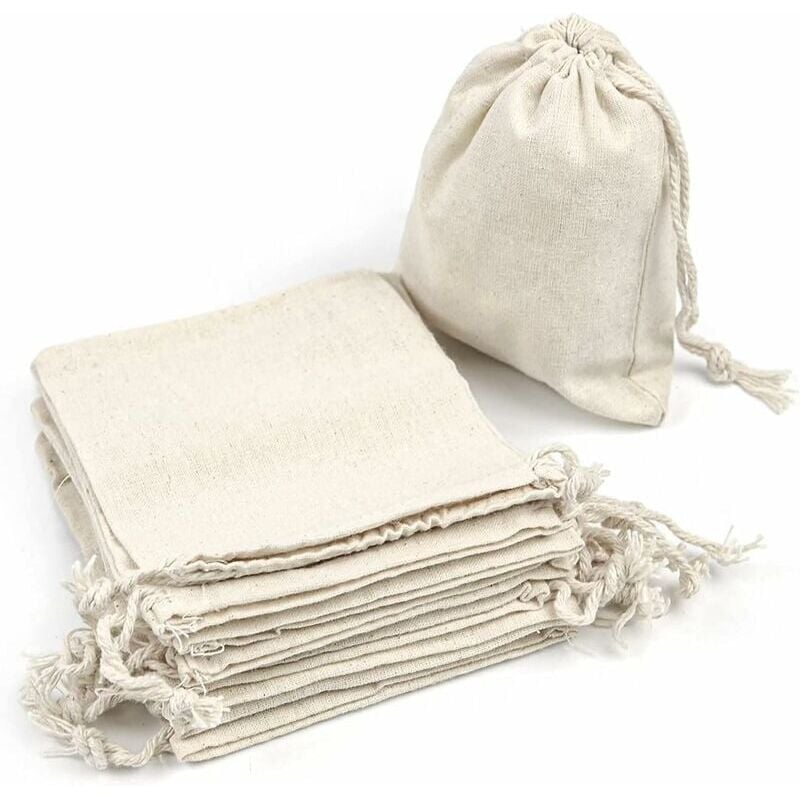 foto del prodotto snq confezione da 50 sacchetti in cotone con coulisse regolabile, sacchetto regalo, sacchetti in tessuto per artigianato, sacchetto in tessuto per