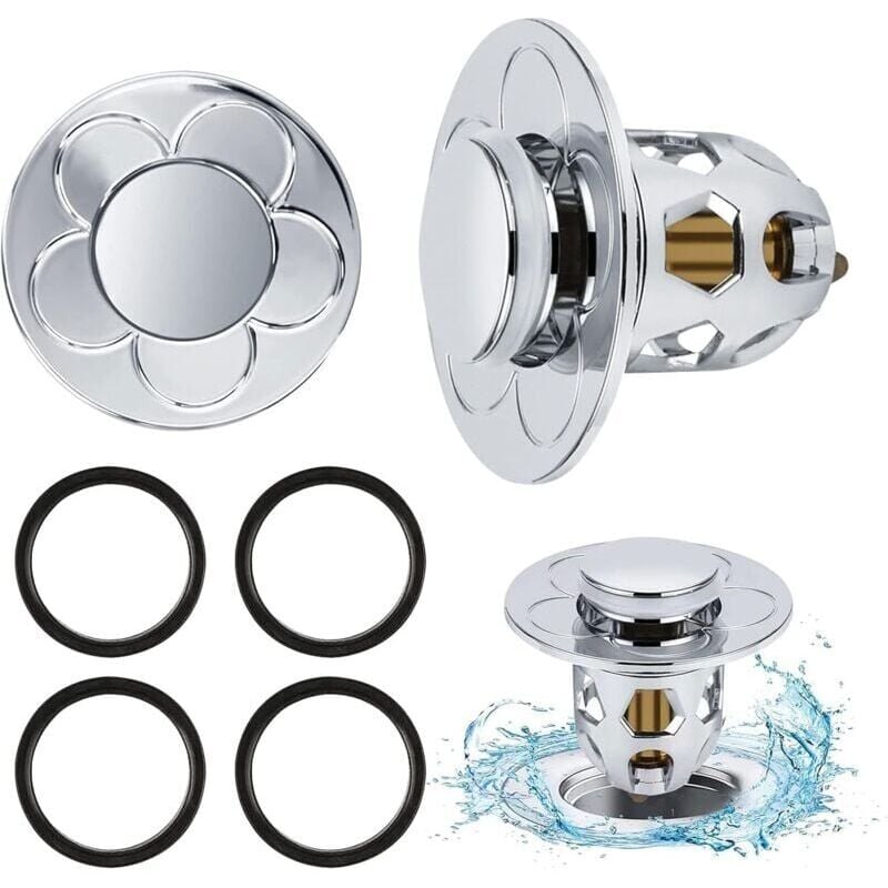 foto del prodotto snq confezione di tappo universale pop up per lavello 34 40 mm, tappo pop up per lavello con filtro anti intasamento, filtro di scarico