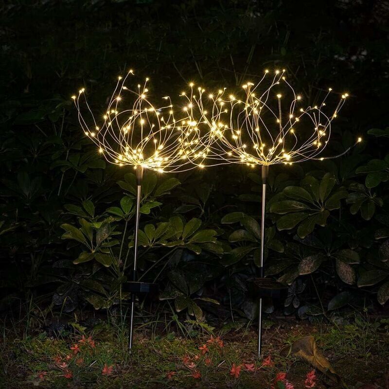 foto del prodotto snq confezioni di luci solari da giardino a forma di stella da esterno, 120 luci a led solari per fuochi d artificio, 40 fili di rame, luci a