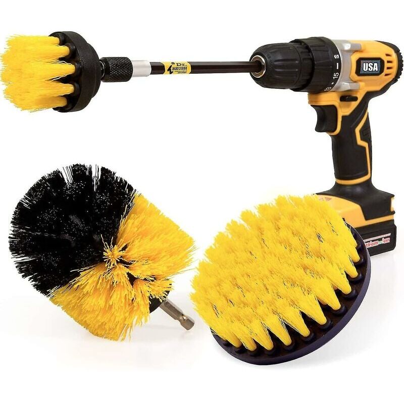 foto del prodotto snq confezioni di spazzole per la pulizia del trapano elettrico, set di accessori lunghi e lunghi, kit di spazzole multiuso per fughe, pavimenti,