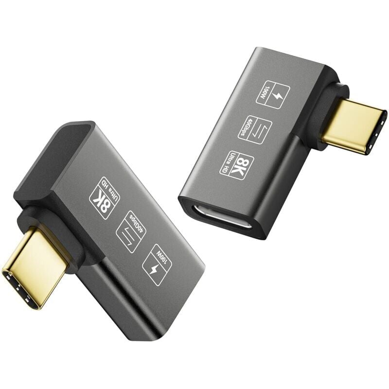 foto del prodotto snq connettore di estensione usb4 8k 2 pezzi confezione gomito a 90 gradi maschio e femmina 4 compatibile con convertitori di tipo c