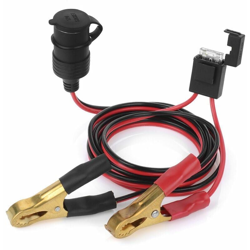 foto del prodotto snq connettore femmina per accendisigari da auto da 12 v e 24 v alla batteria con morsetti a coccodrillo, cavo di prolunga per caricabatteria da
