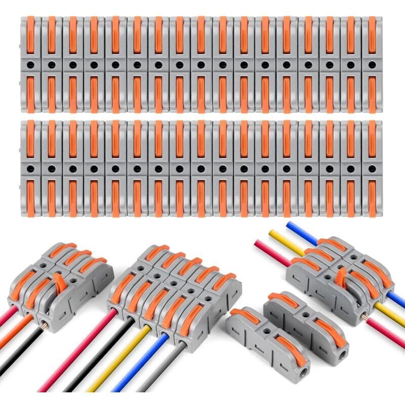 foto del prodotto snq connettori elettrici rapidi con leva, 34 terminali a connessione rapida 1 filo 2 ingressi, terminali elettrici rapidi, il connettore del cavo