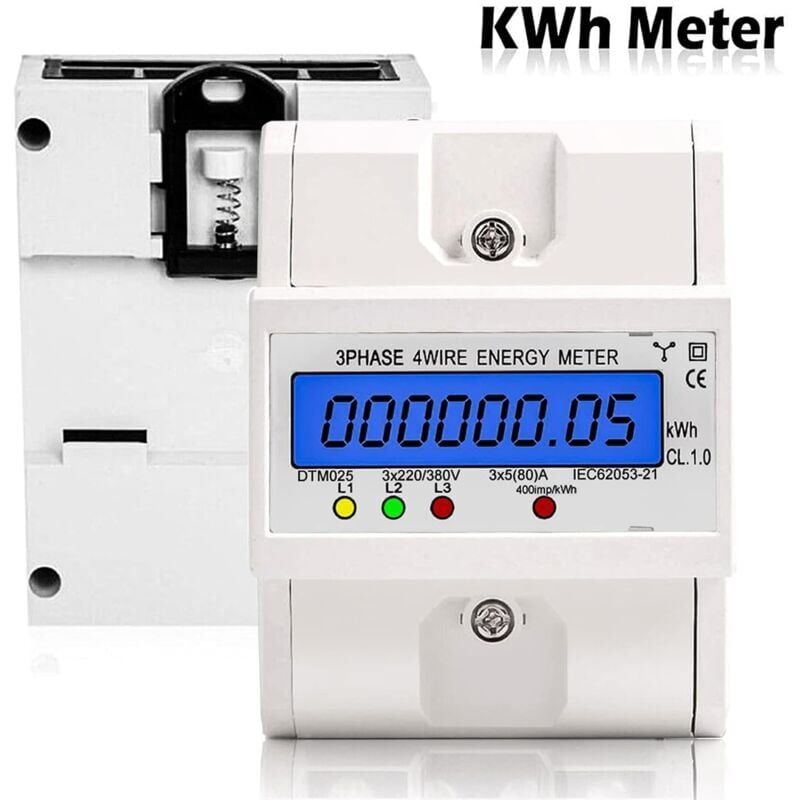 foto del prodotto snq contatore di energia elettrica trifase a 4 fili, contatore elettrico digitale 220 380 v 5 80 a, misuratore lcd digitale per guida din per