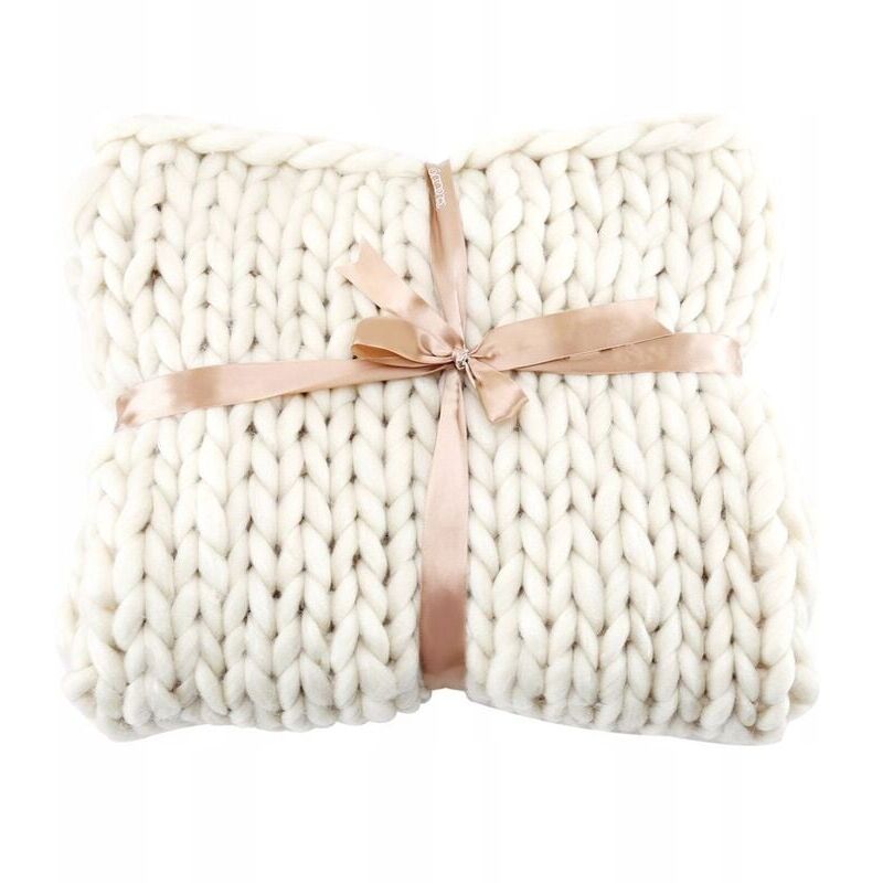 foto del prodotto snq coperta accogliente, coperta di lana extra spessa tessuta a mano, bianca, 6060