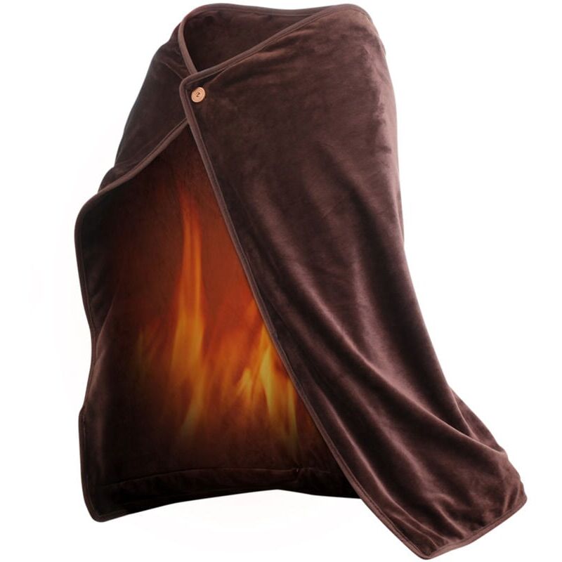 foto del prodotto snq coperta elettrica, scialle riscaldato, coperta lavabile e portatile, campeggio, ufficio e casa marrone