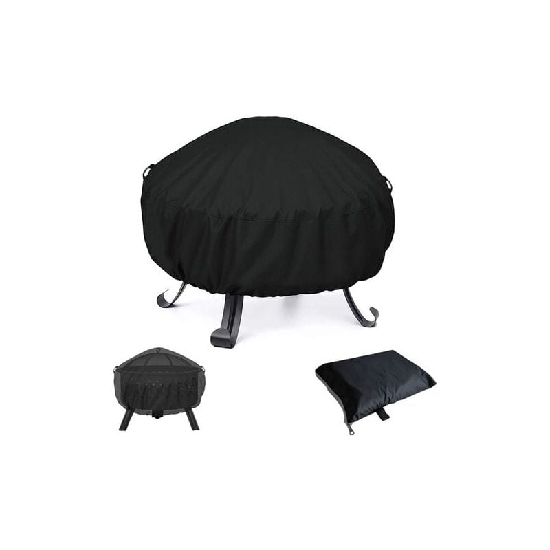 foto del prodotto snq - copertura impermeabile per braciere rotondo per barbecue, antivento, antistrappo, copertura per braciere in tessuto oxford 210d, coperture per braciere 122x46cm