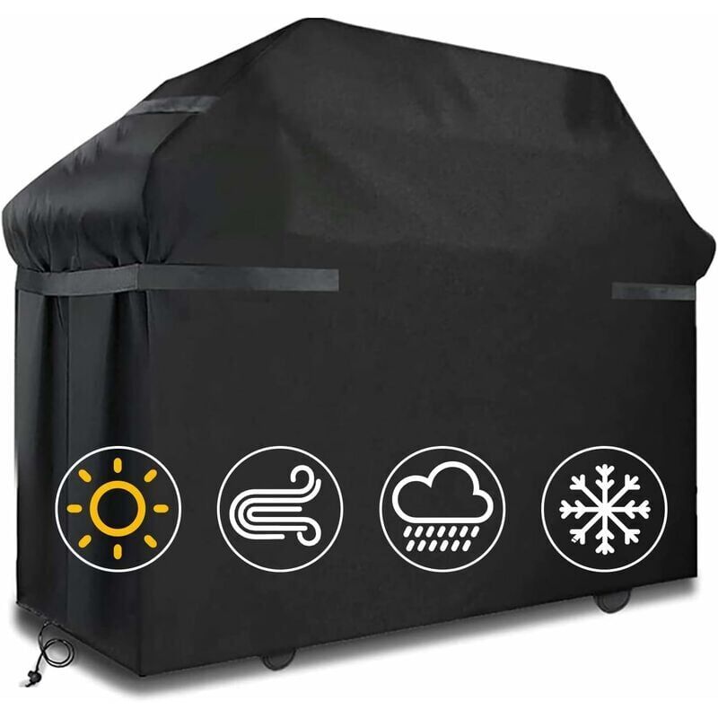 foto del prodotto snq copertura per barbecue, copertura impermeabile per barbecue, antivento e antistrappo, con cinghie e borsa portaoggetti 145x61x117cm 