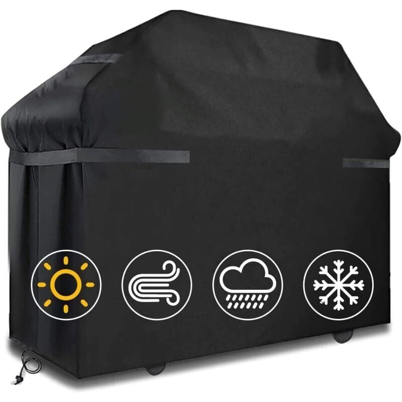 foto del prodotto snq copertura per barbecue, impermeabile, antivento, antistrappo, con cinghie e borsa portaoggetti 145 x 61 x 117 cm 
