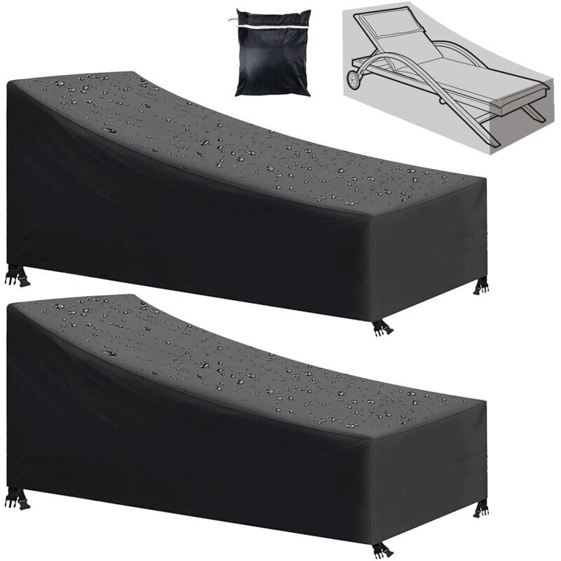 foto del prodotto snq copertura per lettino da giardino in 2 pezzi, impermeabile, antivento, resistente ai raggi uv, tessuto oxford 210d, nero 210x75x80 40 cm 