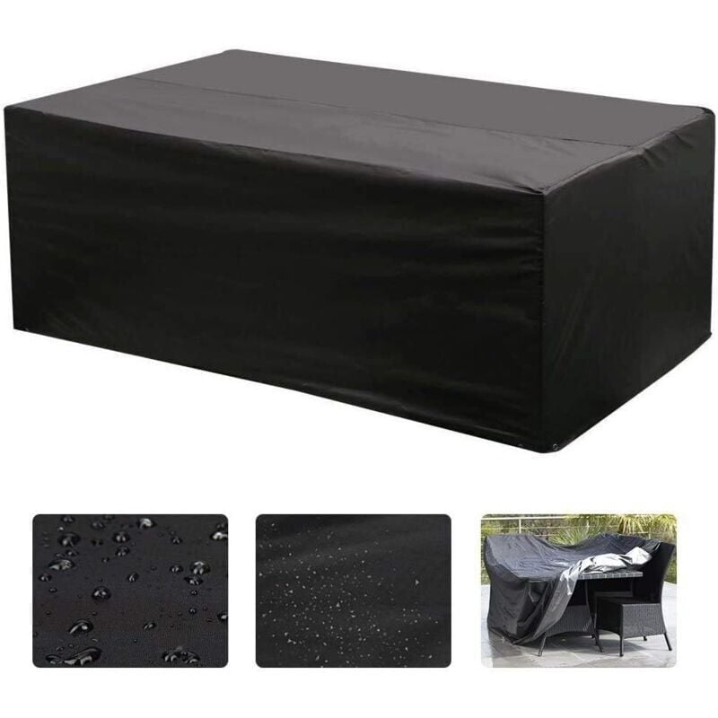 foto del prodotto snq copertura per mobili da giardino, copertura per tavolo rettangolare oxford per mobili da giardino con protezione uv nero 18012074cm, 