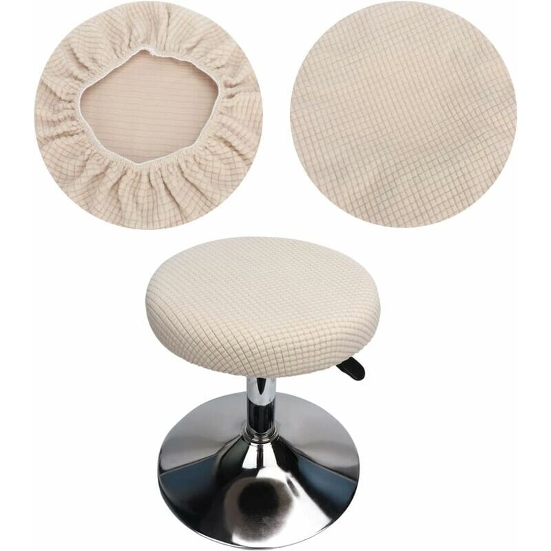 foto del prodotto snq coprisgabello rotondo beige 2 pezzi, coprisgabello rotondo da bar, coprisgabello rotondo elastico, lavabile, facile da pulire, morbido e