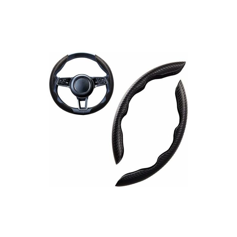 foto del prodotto snq coprivolante per auto sportiva, rotondo e a forma di d, universale, in pelle scamosciata fibra di carbonio, alla moda, segmentato, traspirante,