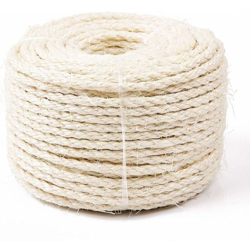 foto del prodotto snq corda di sisal naturale da 8 mm, accessorio di sostituzione della vecchia corda, ideale per sostituire i pali dell albero per gatti, palline
