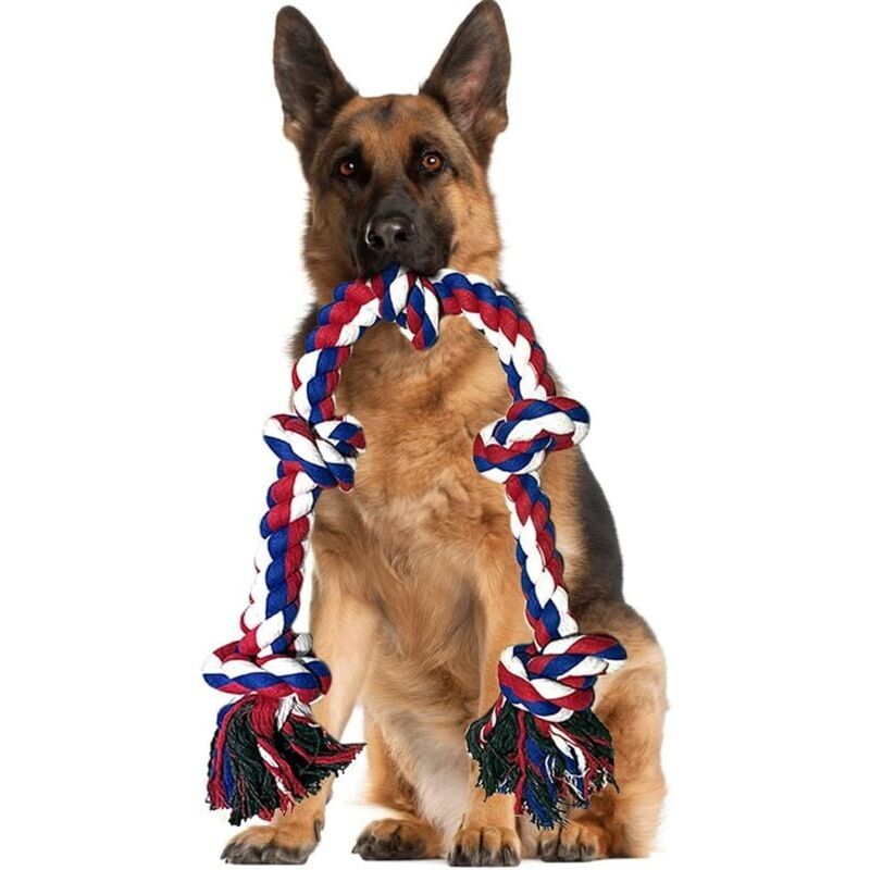 foto del prodotto snq corde de jouet chien indestructible, 95 cm xxl corde chien pour jouet d entra nement durable pour chiens m cher agressifs avec 5 n uds