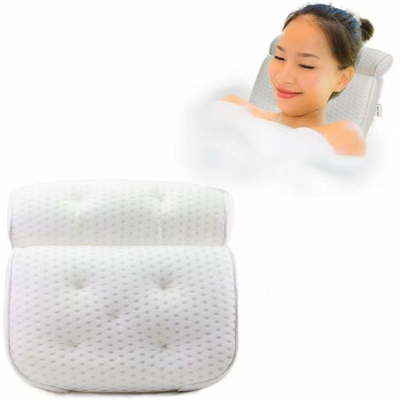 foto del prodotto snq cuscino da bagno per vasca poggiatesta da bagno per supporto del collo, comfort e relax accessorio impermeabile per cuscino da vasca con 7