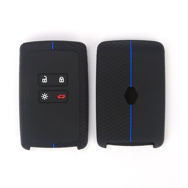 foto del prodotto snq custodia per chiave auto compatibile con renault smart key a 4 pulsanti solo keyless go custodia protettiva in silicone morbido nero