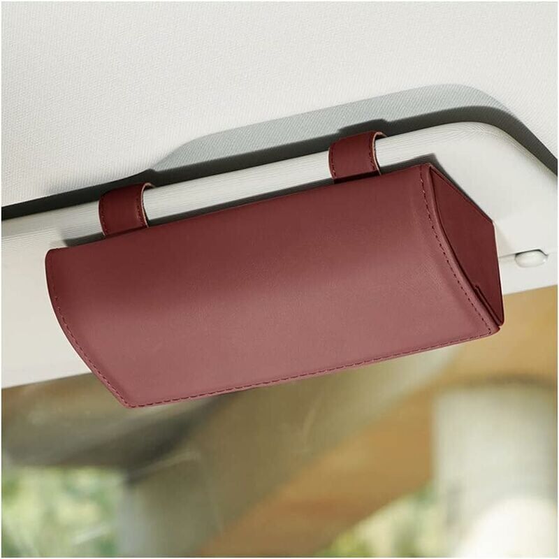 foto del prodotto snq custodia per occhiali da auto, custodia per occhiali, scatola per occhiali da sole con funzione magnetica, per auto suv rv camion, rosso vino