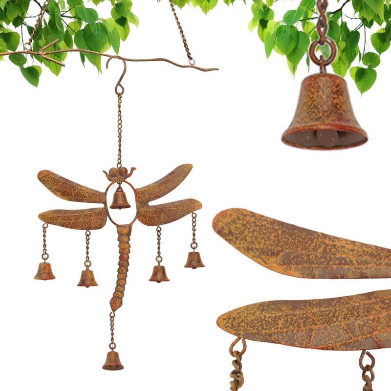 foto del prodotto snq decorazione da giardino con campanelli a forma di libellula in metallo