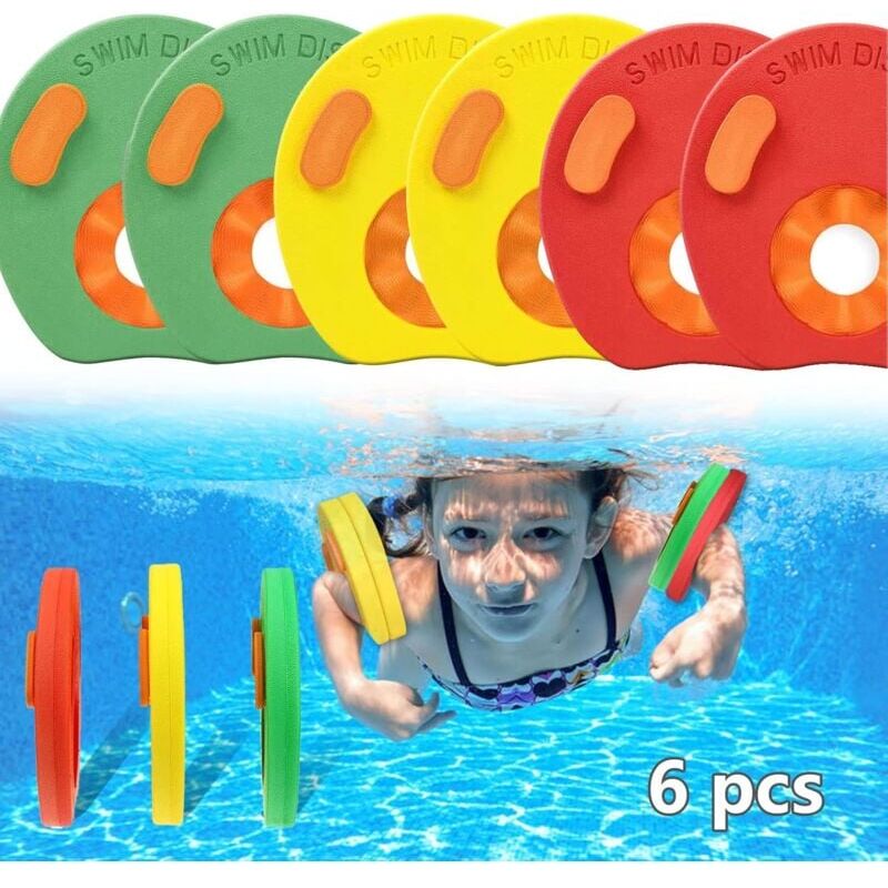 foto del prodotto snq dischi galleggianti per il nuoto fascia da braccio per il nuoto in schiuma eva 6 pezzi, dischi galleggianti per bambini