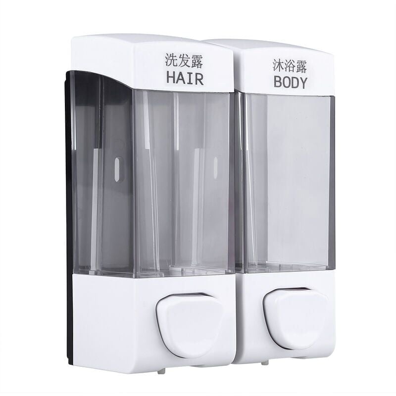 foto del prodotto snq dispenser di sapone jeffergarden, 2 dispenser di sapone da bagno a parete da 350 ml, dispenser di shampoo, dispenser di disinfettante, pompa