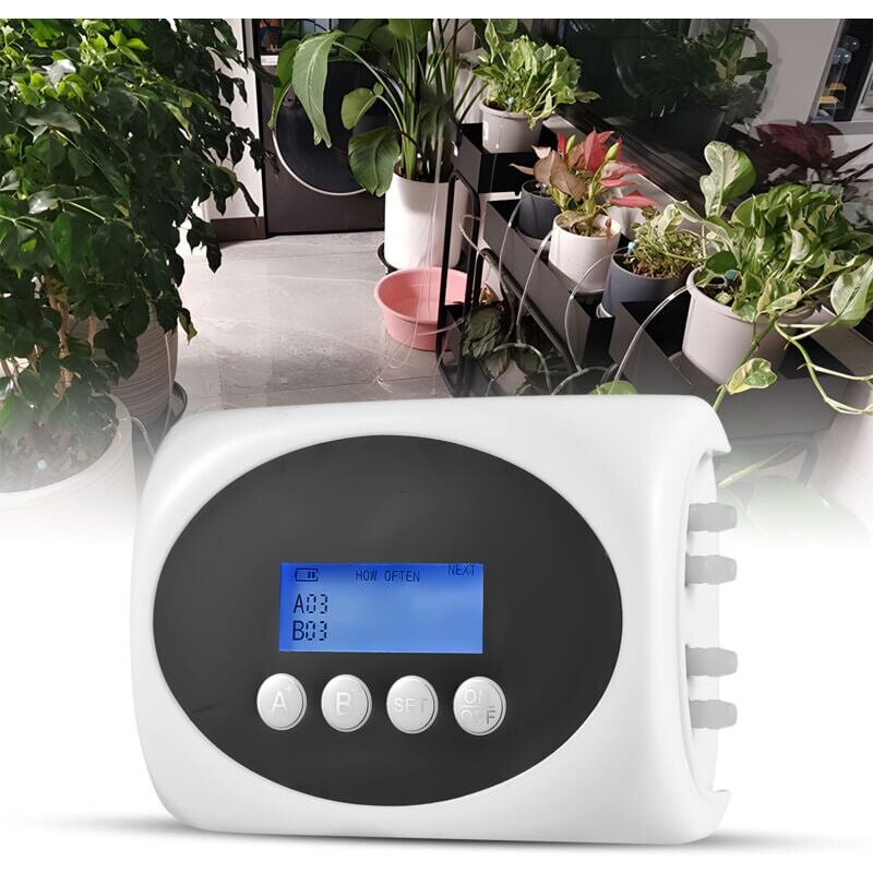 foto del prodotto snq dispositivo di irrigazione automatico solare 3w, irrigatore a doppia pompa per 15 vasi pannello solare con display lcd kit di irrigazione a