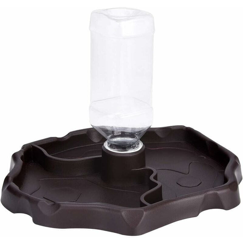 foto del prodotto snq distributore di acqua per rettili, 2 in 1, ciotola per cibo anti traboccamento, gabbia in plastica per tartaruga, geco marrone