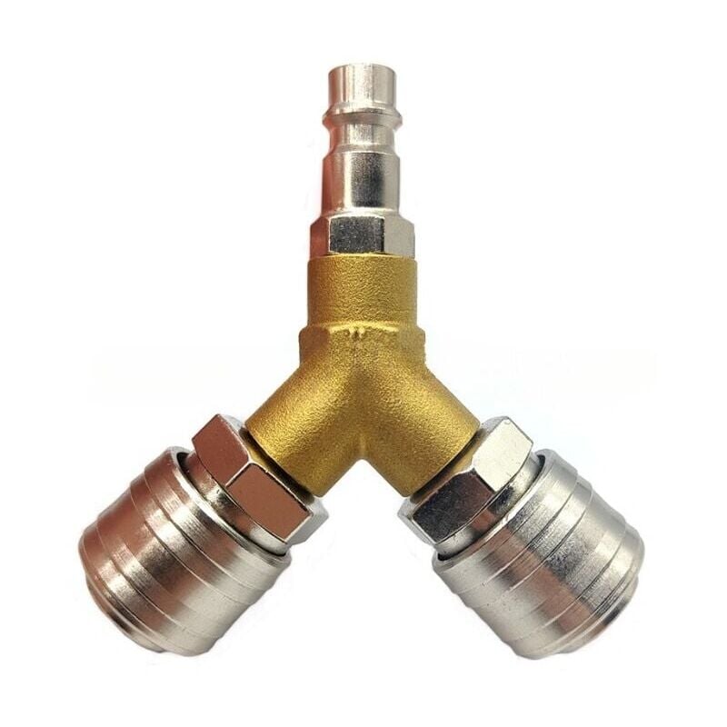 foto del prodotto snq distributore di aria compressa, distributore di aria a y, interruttore di aria compressa, con due connettori filettati da 1 4 di pollice,