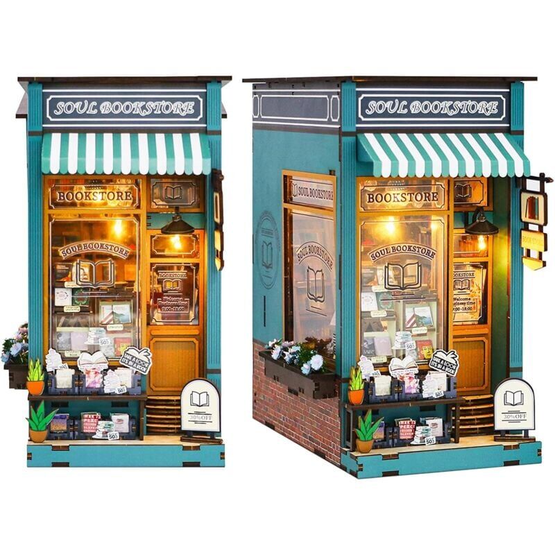 foto del prodotto snq diy book nook kit, mini maison de poup e diy, salle de lecture de livres, tag res d coratives faites votre propre artisanat maison mod le