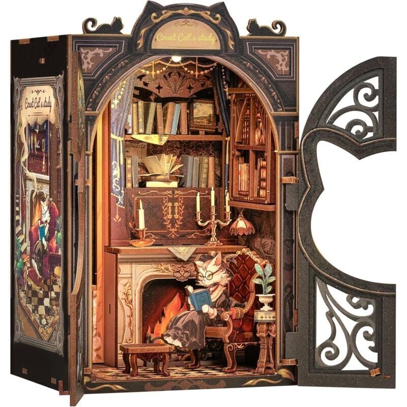 foto del prodotto snq diy tiny house maison de poup e avec cache poussi re et lumi re led kit de mod le adulte owl bookstore 