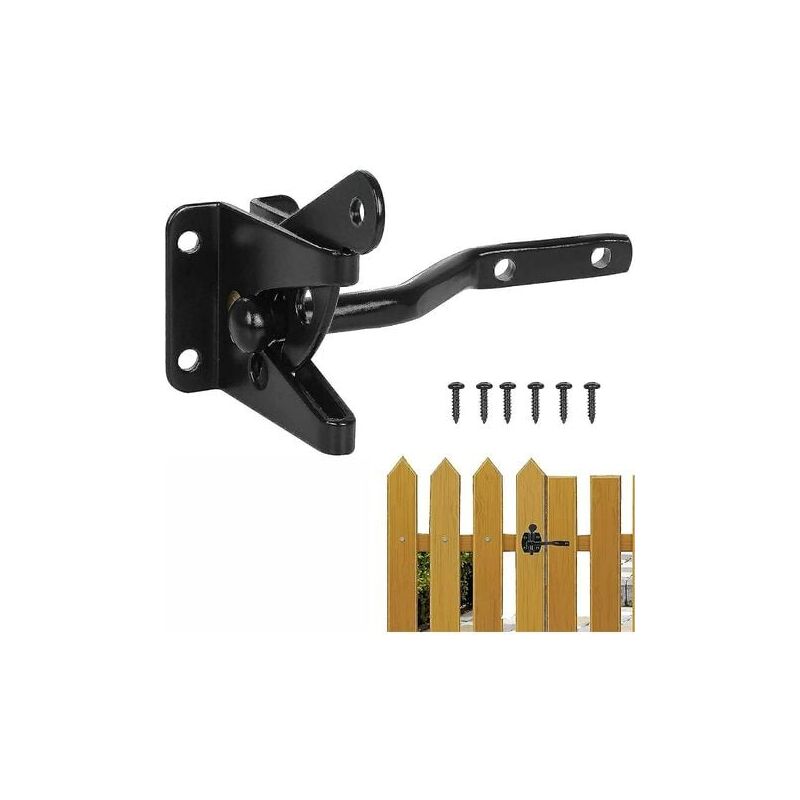 foto del prodotto snq dww black chiusura automatica per cancello chiusura automatica per cancello da giardino serratura per cancello da giardino con 6 viti per