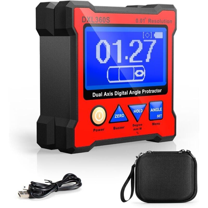 foto del prodotto snq dxl360s inclinometro digitale magnetico goniometro digitale con lcd, inclinometro digitale a doppio asse, alta precisione 0,05 , per