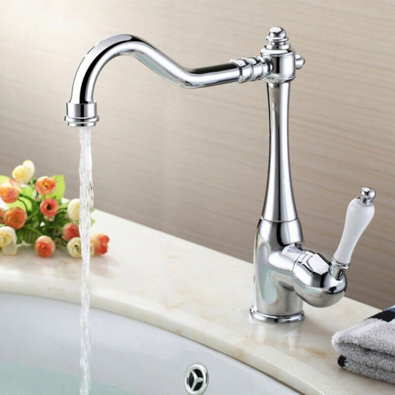 foto del prodotto snq elegante rubinetto da cucina, miscelatore monocomando per lavello, beccuccio alto, rotazione a 360 , rubinetto per lavello da cucina retr in