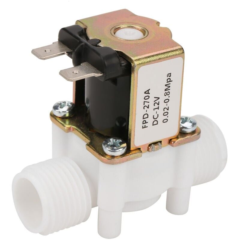 foto del prodotto snq elettrovalvola per acqua in plastica da 12 v, ingresso elettrico, elettrovalvola per acqua nc g1 2 da 12 v, per lavatrice, distributore