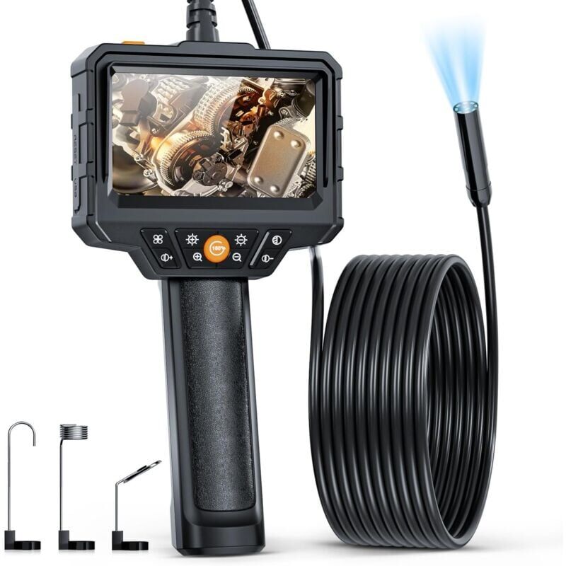 foto del prodotto snq endoscopio digitale industriale, telecamera per ispezione di tubi e fognature con schermo ips da 4,3 pollici, telecamera a serpente