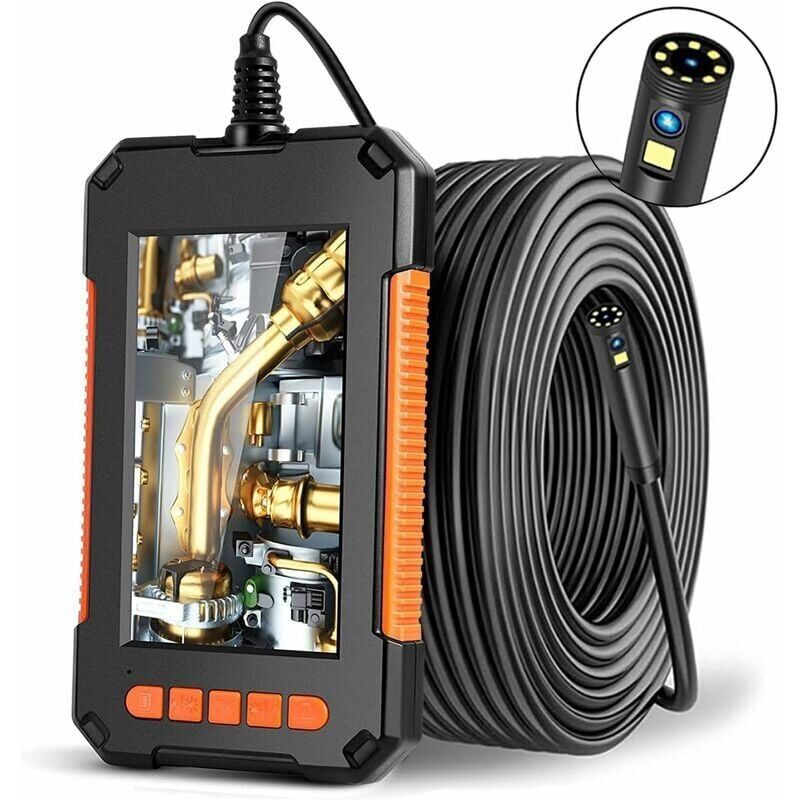 foto del prodotto snq endoscopio industriale, telecamera di ispezione endoscopio a due teste, endoscopio numerico a doppio obiettivo 1080p hd, schermo lcd da 4,3