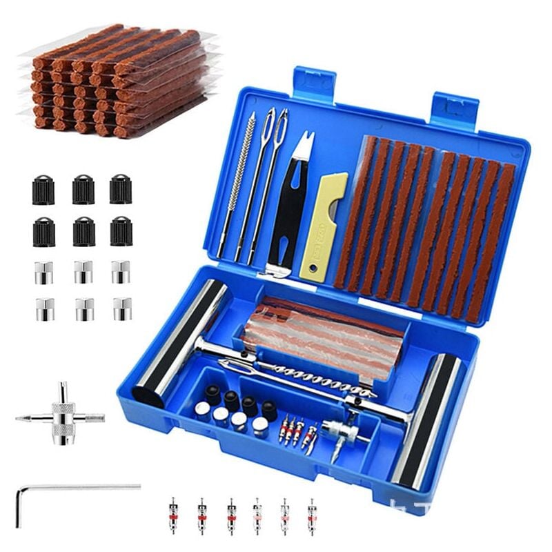 foto del prodotto snq ensemble de 58 pi ces, kit de r paration de pneus, kit anti crevaison pour voiture, outils de r paration de crevaison, adapt aux pneus de