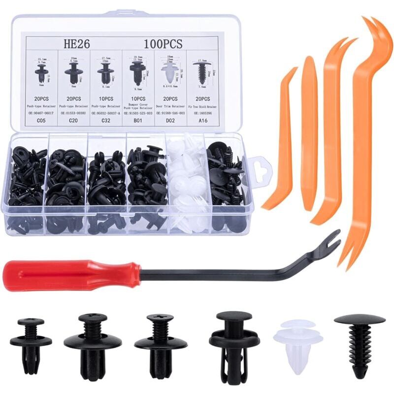 foto del prodotto snq ensemble de clips de fixation pour voiture 6 types diff rents de pinces de garniture de porte et de clips en plastique pour pare chocs