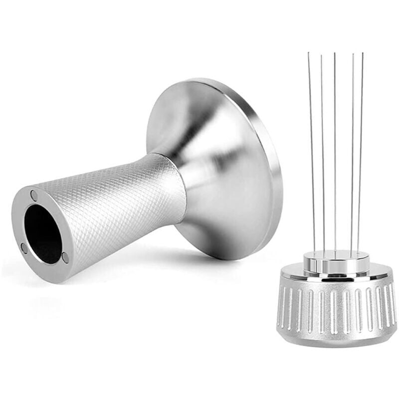 foto del prodotto snq espresso needle coffee, 53mm espresso coffee guide presser 2 in 1 con 5 aghi sottili distributore di caff in acciaio inossidabile
