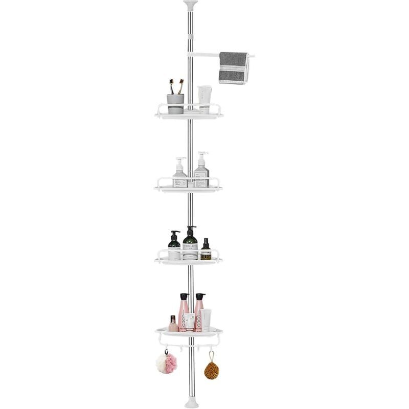 foto del prodotto snq etag re de douche r glable en hauteur tag re d angle douche sans percage acier inoxydable avec 4 paniers et 1 porte serviettes pour baignoire