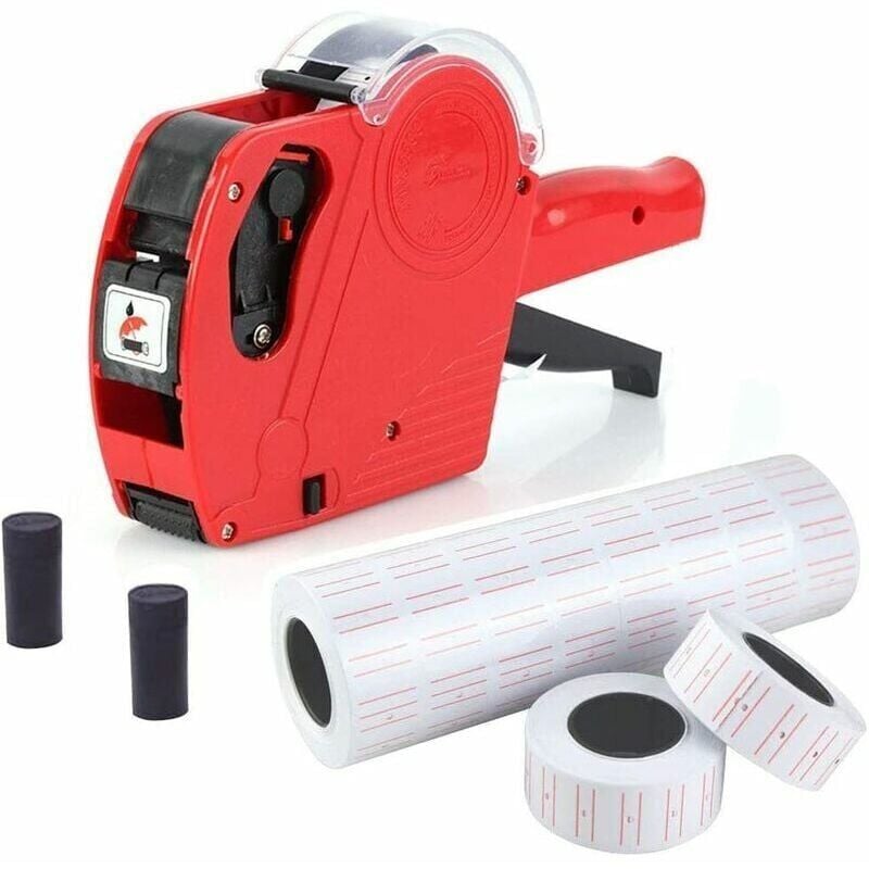 foto del prodotto snq etichetta, pistola per etichette a 1 riga e 8 caratteri, prezzo al dettaglio, kit pistola per etichette con 10 rotoli di etichette e 2 cartucce