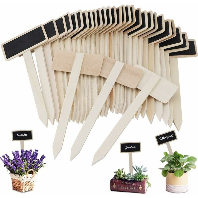 foto del prodotto snq etichette per orto, mini etichette per piante in lavagna di legno per vasi di fiori, semi in vaso, erbe aromatiche, verdure, 30 pezzi