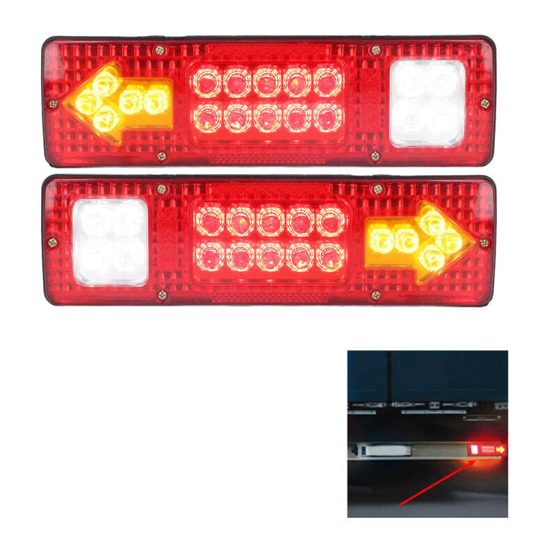 foto del prodotto snq fanale posteriore a 2 led, 19 led, 12 v, per camion, roulotte, furgoni, rimorchi per barche