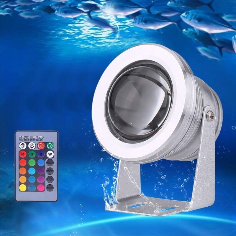 foto del prodotto snq faretto led sommergibile, illuminazione subacquea rgb impermeabile ip67, faretto led da 10 w per illuminazione da giardino esterna con fontana