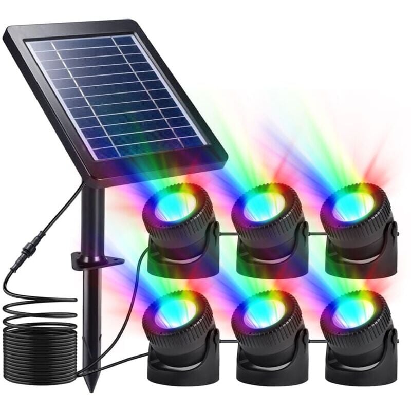 immagine 0 del prodotto snq faretto solare a 6 led ip68 13 colori rotante stagno giardino