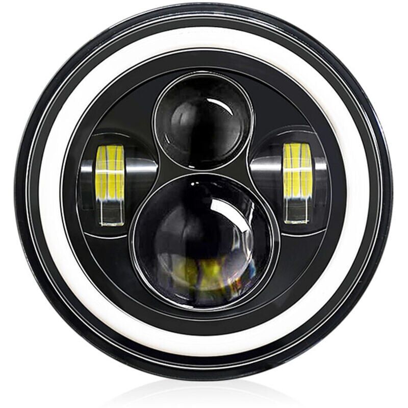foto del prodotto snq faro anteriore a led rotondo da 7 pollici per auto e moto con luci diurne, indicatori di direzione, anabbaglianti e abbaglianti, 6000k, 140w,