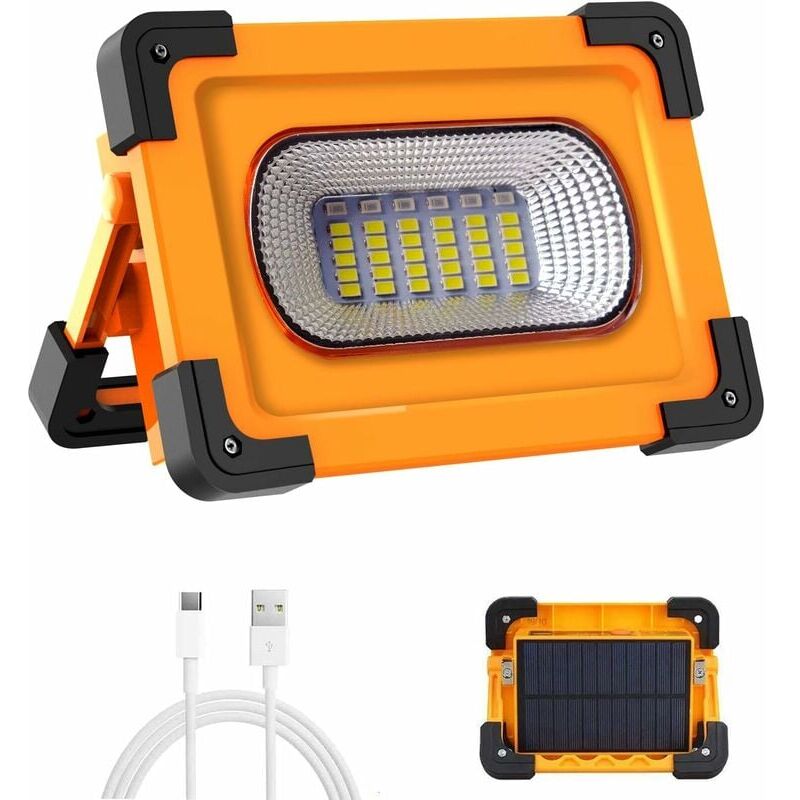 foto del prodotto snq faro led ricaricabile, faro led da cantiere a 4 modalit da 50 w, luce da lavoro portatile da 1500 lumen con batteria ricaricabile e pannello