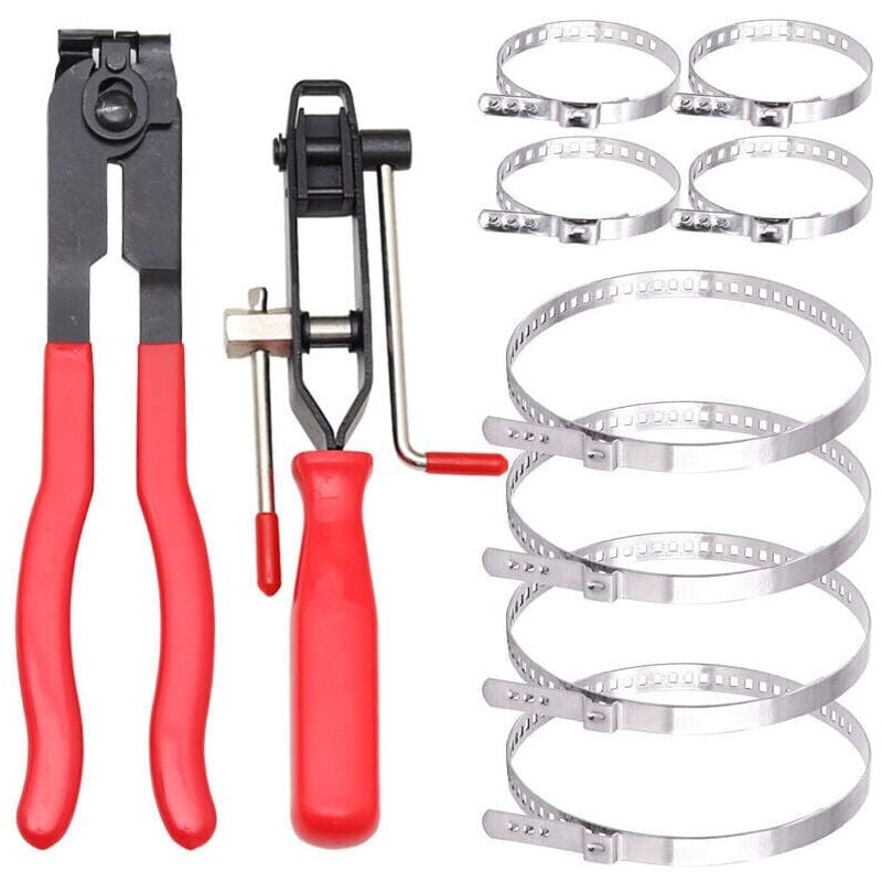 foto del prodotto snq fascette stringitubo, 2 pinze, pinze per fascette cardaniche e fascette a crimpare con selezione di fascette da 8 pezzi accessori vari