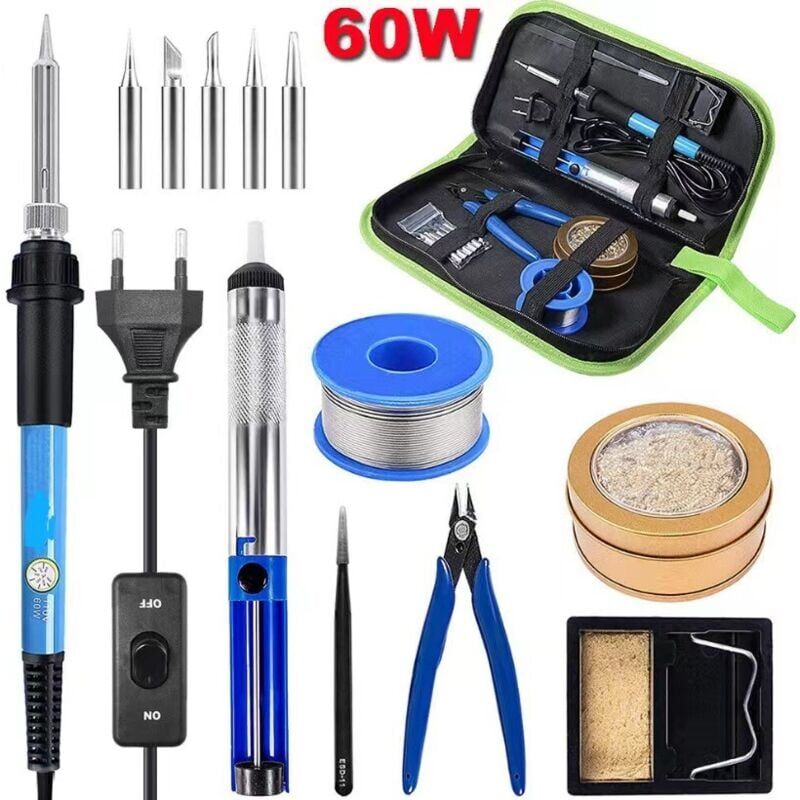 foto del prodotto snq fer souder, kit de fer souder, outil de soudage temp rature r glable avec pointes de fer souder, ventouse, fil souder, pince 
