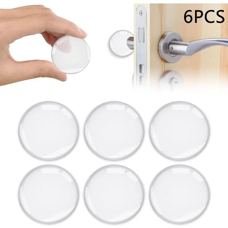 foto del prodotto snq fermaporta da muro bianchi, confezione da 6 fermaporta autoadesivi in silicone, fermaporta resistenti per armadi, cucine, bagni e porte di